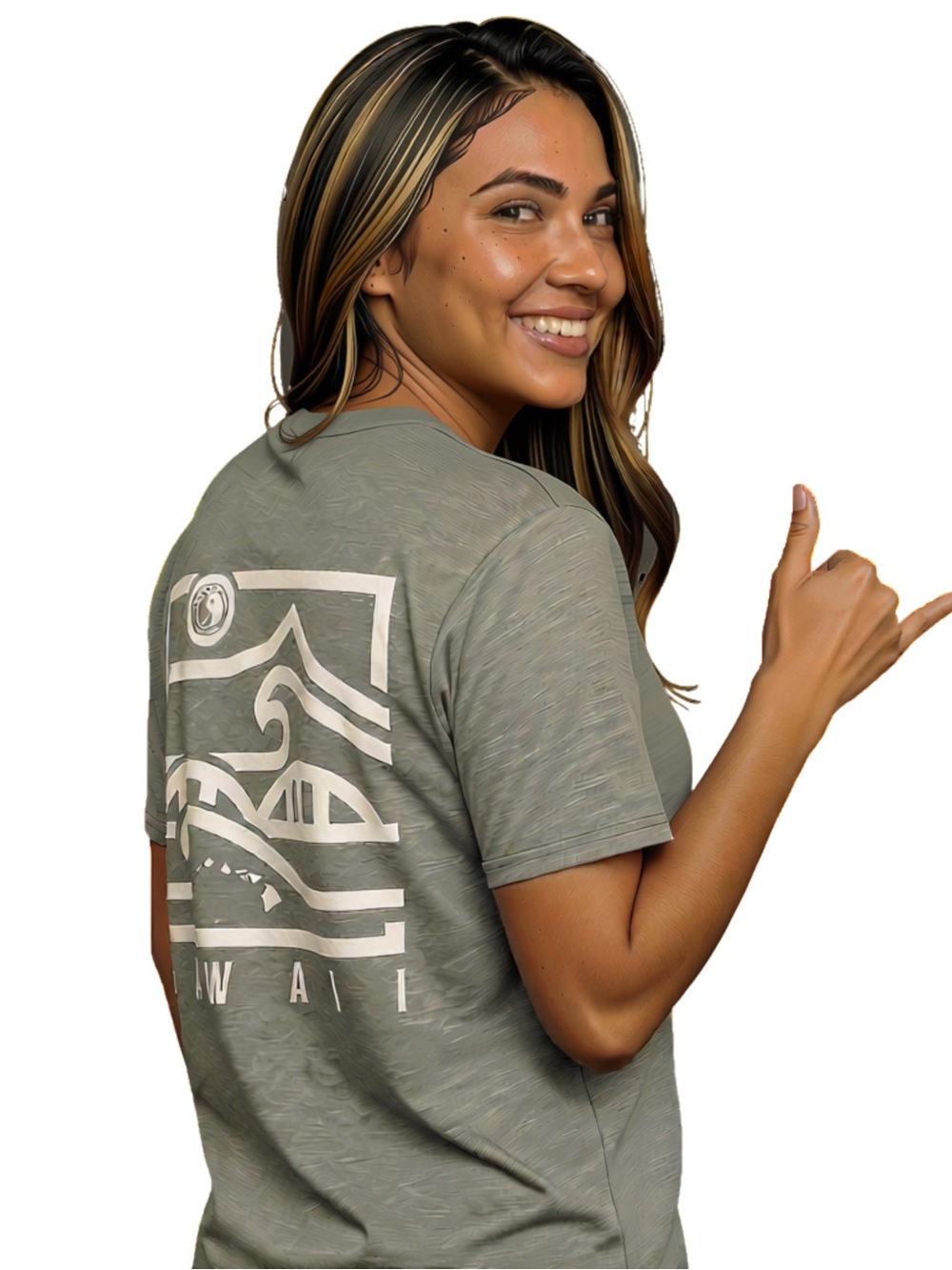 T&C Surf Designs T-Shirt Women’s Small Gray Haleiwa Hawaii Surf Graphic Yin Yang